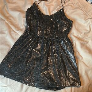 Divided Black Sequin Jumpsuit